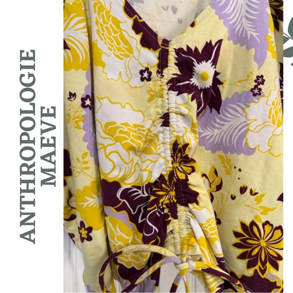 Maeve by Anthropologie Cinched Butterfly-Sleeve Floral Top – Plus 2X - Picture 7 of 9